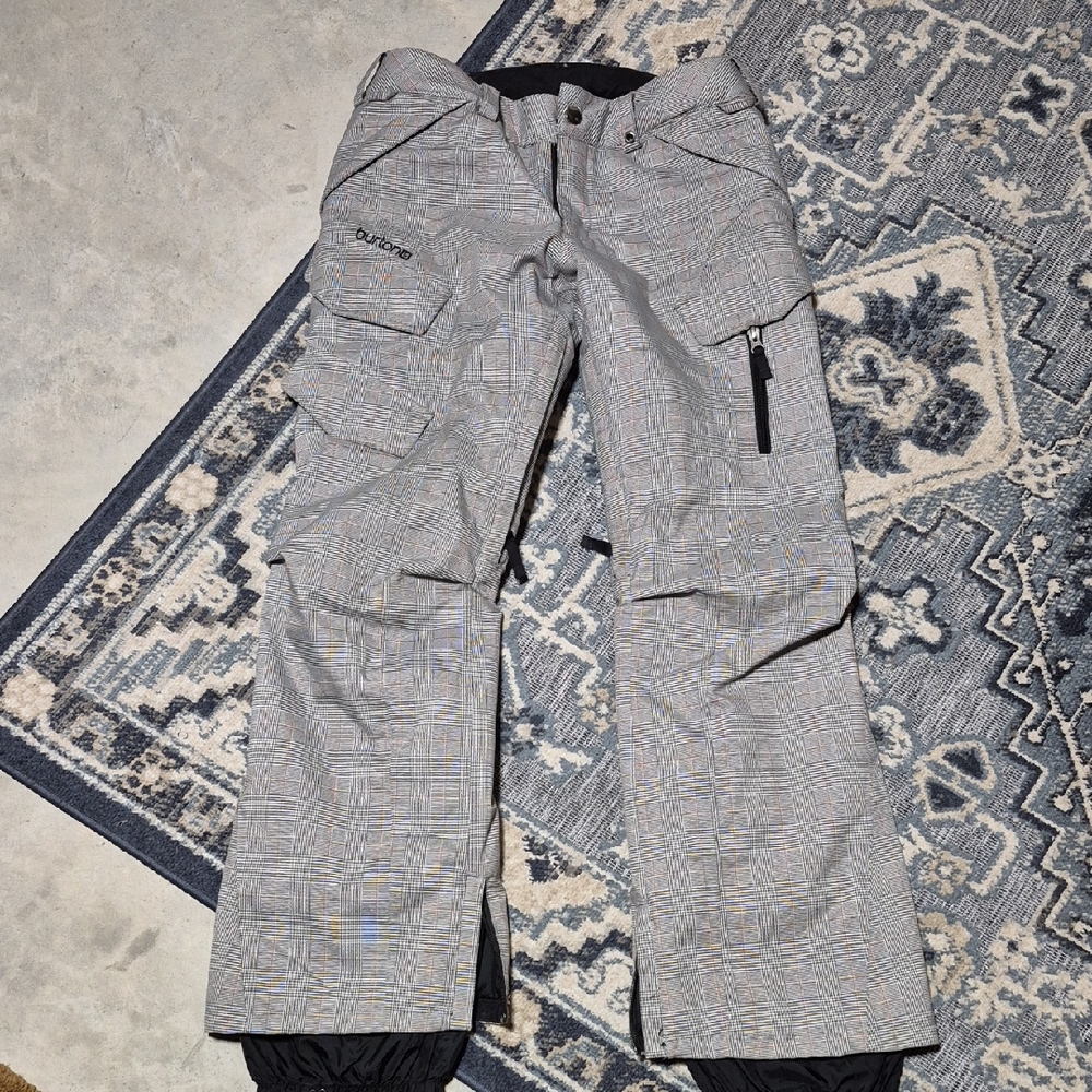 Womens Burton Gray Plaid Cargo Snow Pants